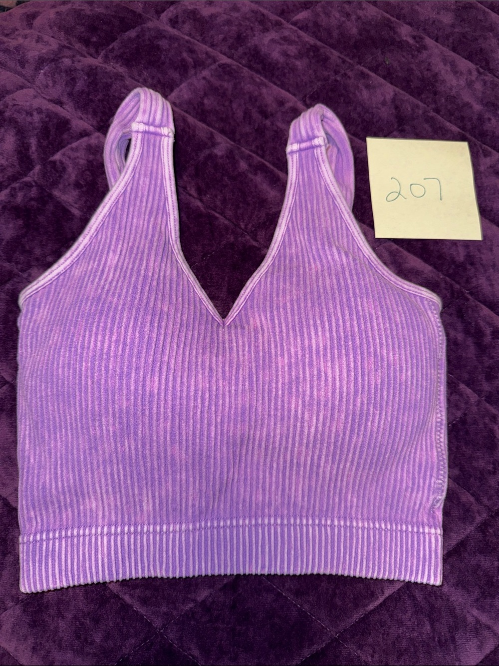 Zenana Outfitters Lavender Ribbed bralette w/ removable pads